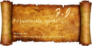 Frivalszky Jenő névjegykártya